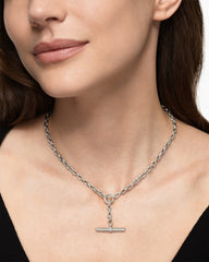 DY Mercer® Petite Toggle Chain Necklace in Sterling Silver with Diamonds, 4.5mm