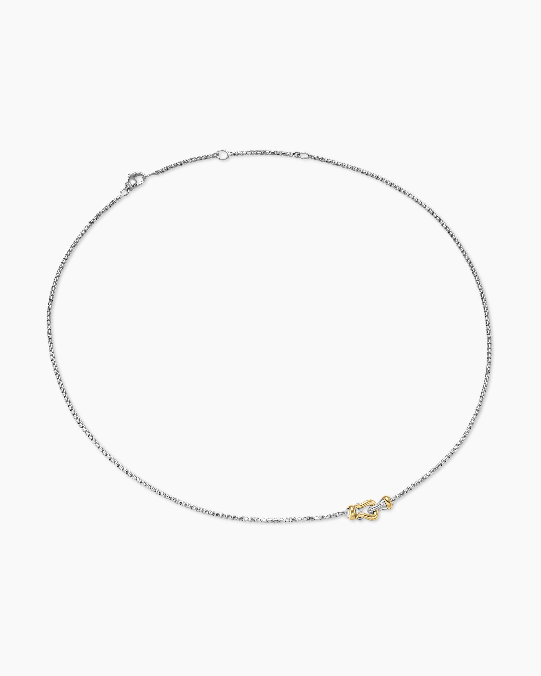 Petite Buckle Necklace in Sterling Silver with 14K Yellow Gold, 16.2mm
