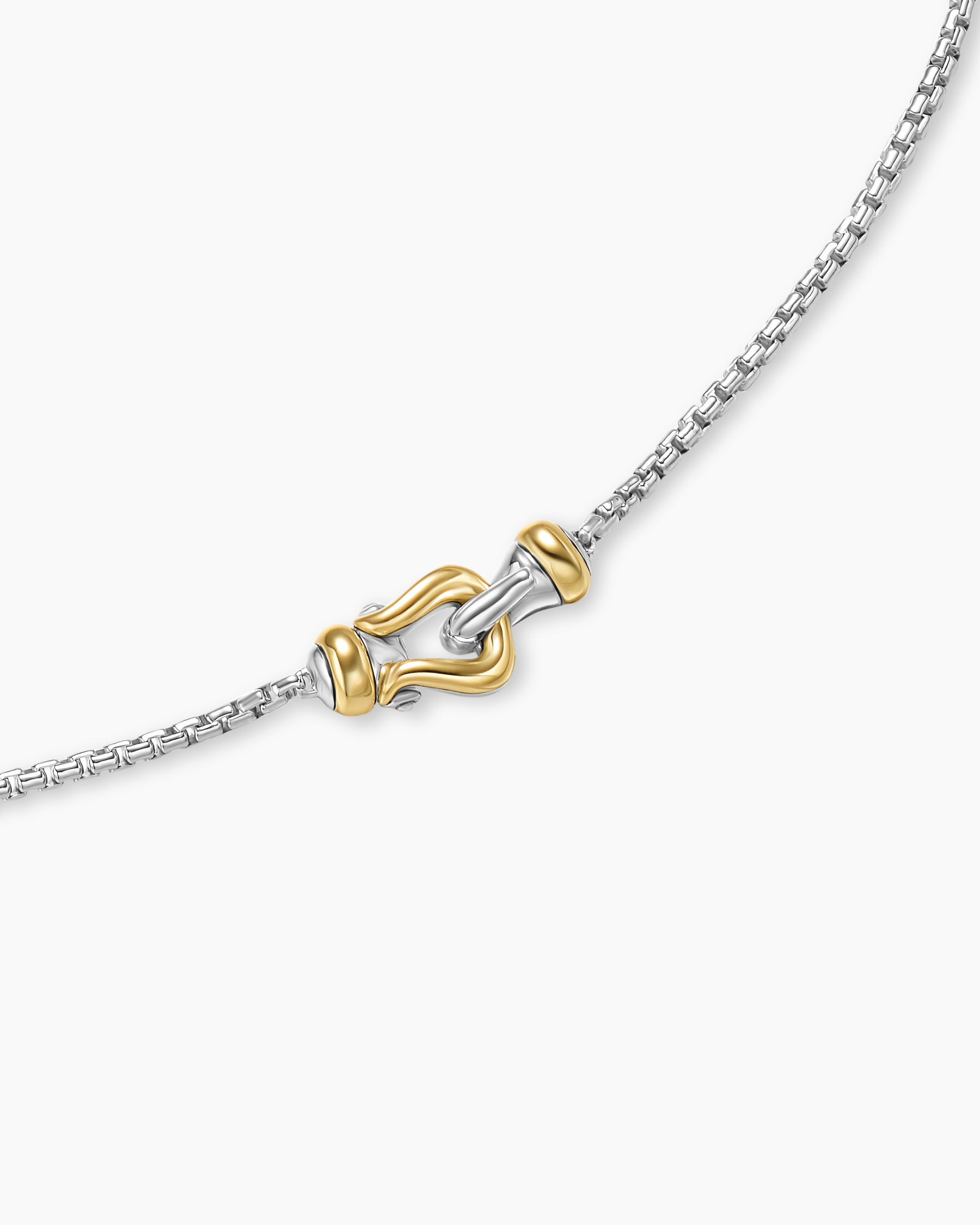 Petite Buckle Necklace in Sterling Silver with 14K Yellow Gold, 16.2mm