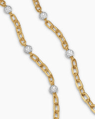DY Madison® Pavé Bead Chain Necklace in 18K Yellow Gold with Diamonds, 6mm