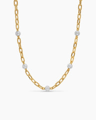 DY Madison® Pavé Bead Chain Necklace in 18K Yellow Gold with Diamonds, 6mm
