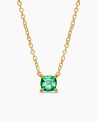 Micro Chatelaine® Pendant Necklace in 18K Yellow Gold with Emerald, 4mm