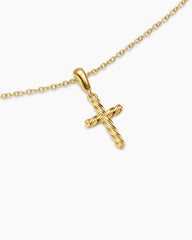 Cable Cross Pendant Necklace in 18K Yellow Gold, 17.5mm
