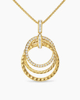 Crossover Trio Pendant Necklace in 18K Yellow Gold with Diamonds, 24mm