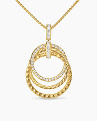 Crossover Trio Pendant Necklace in 18K Yellow Gold with Diamonds, 24mm