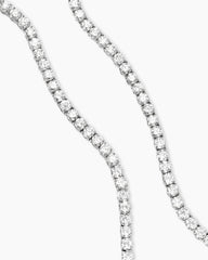 Tennis Necklace in 18K White Gold with Diamonds, 4mm