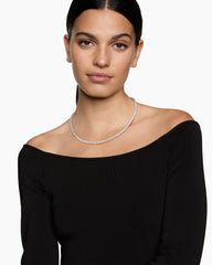 Tennis Necklace in 18K White Gold with Diamonds, 4mm