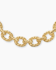 Sculpted Cable Oval Link Necklace in 18K Yellow Gold, 18mm