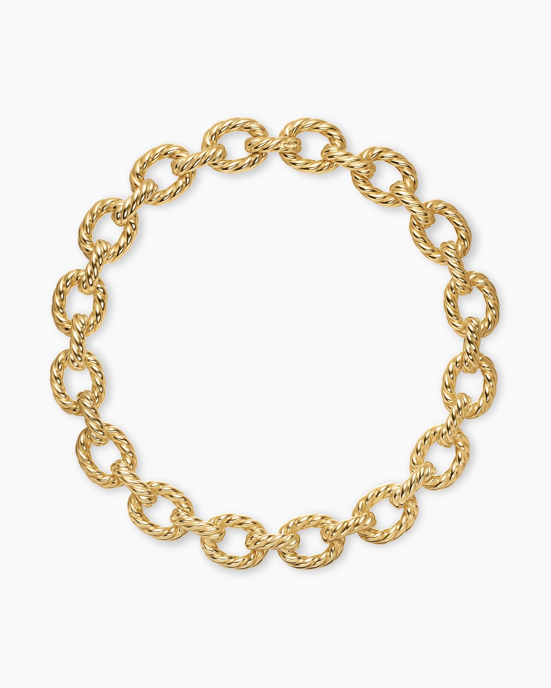 Sculpted Cable Oval Link Necklace in 18K Yellow Gold, 18mm