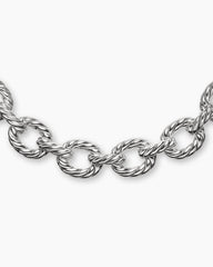 Sculpted Cable Oval Link Necklace in Sterling Silver, 18mm