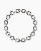 Sculpted Cable Oval Link Necklace in Sterling Silver, 18mm