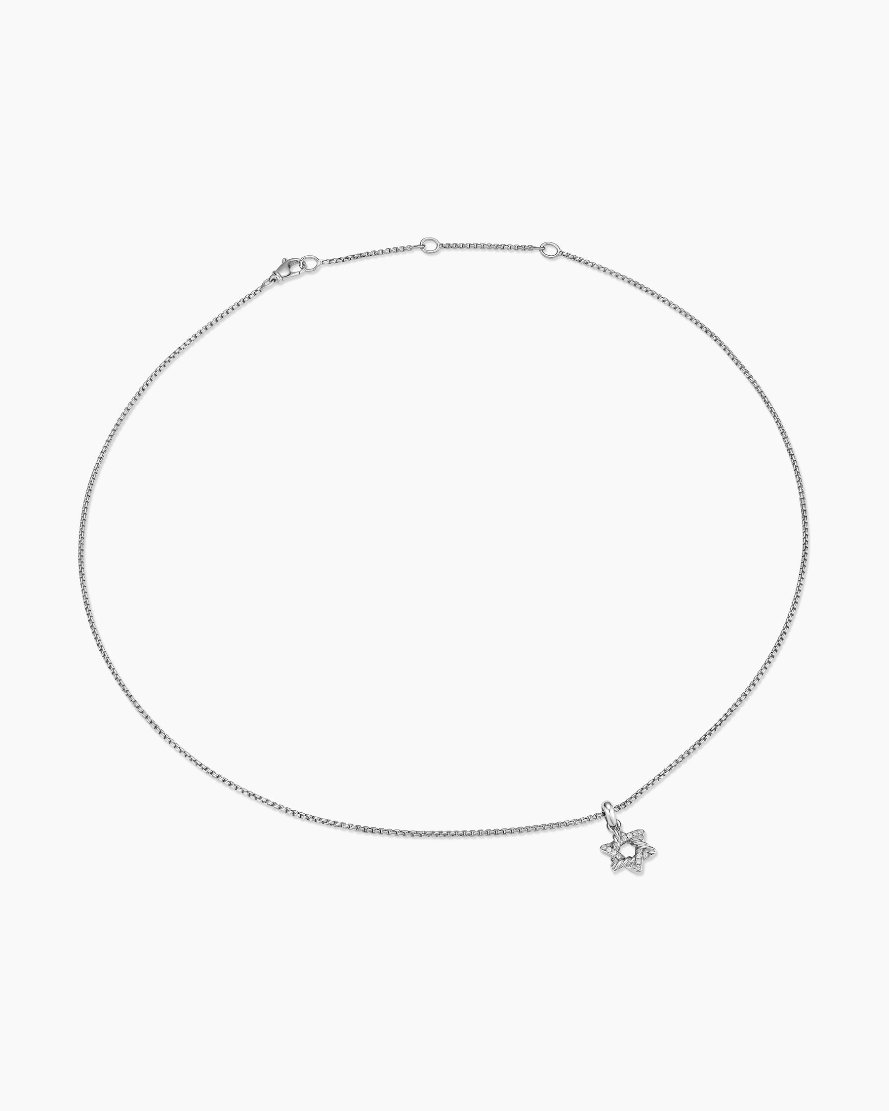 Star of David Pendant Necklace in Sterling Silver with Diamonds, 12.3mm