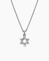 Star of David Pendant Necklace in Sterling Silver with Diamonds, 12.3mm