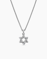 Star of David Pendant Necklace in Sterling Silver with Diamonds, 12.3mm