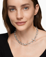 DY Mercer® Chain Necklace in Sterling Silver with Diamonds, 8mm