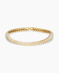 Sculpted Cable Flex Necklace in 18K Yellow Gold with Diamonds, 9.5mm