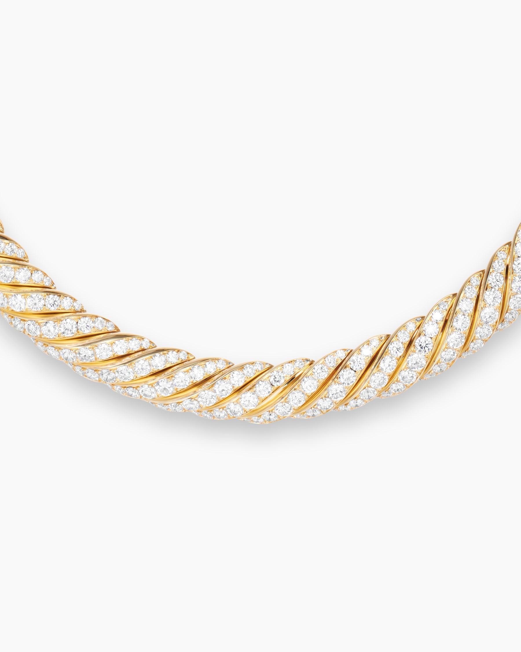 Sculpted Cable Flex Necklace in 18K Yellow Gold with Diamonds, 9.5mm