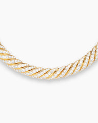 Sculpted Cable Flex Necklace in 18K Yellow Gold with Diamonds, 9.5mm