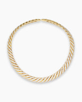 Sculpted Cable Flex Necklace in 18K Yellow Gold with Diamonds, 9.5mm