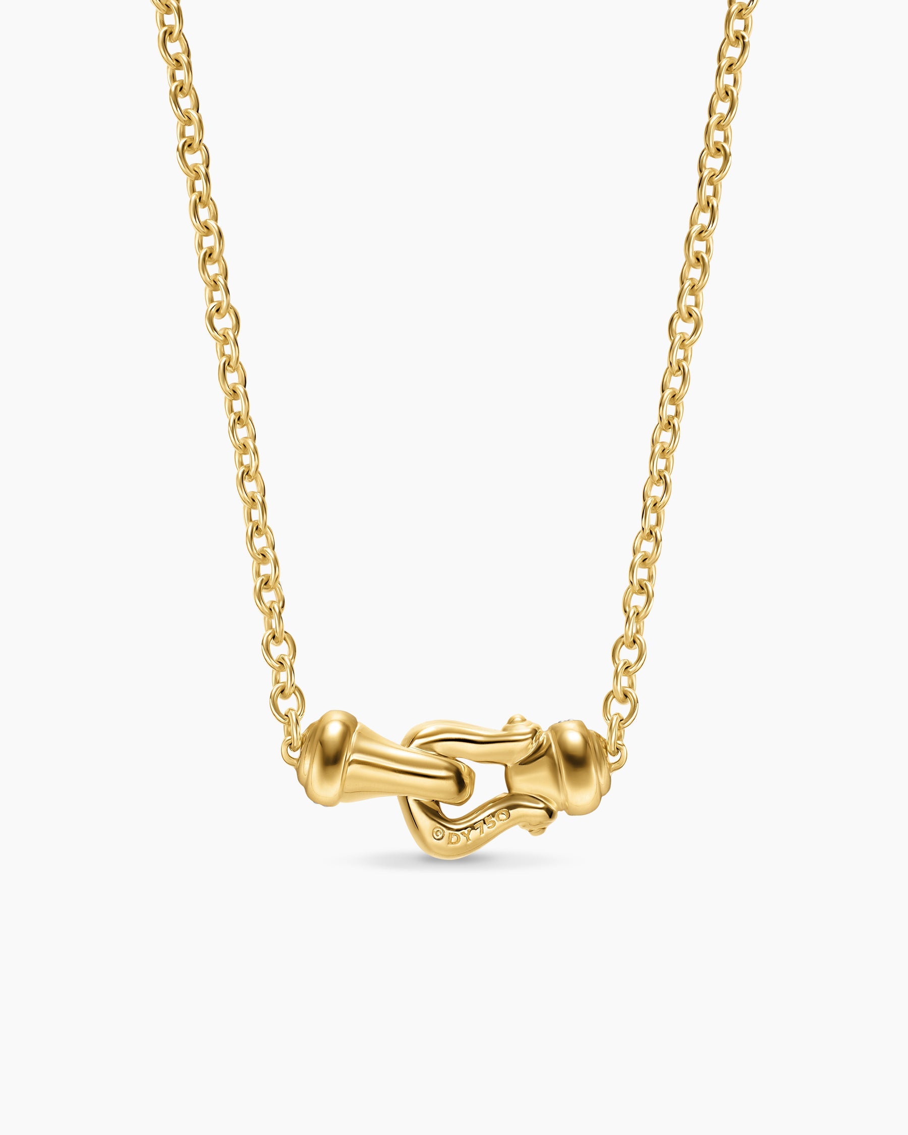 Petite Buckle Necklace in 18K Yellow Gold with Diamonds, 16.3mm