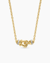 Petite Buckle Necklace in 18K Yellow Gold with Diamonds, 16.3mm