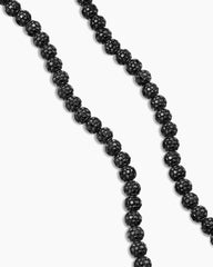 Spiritual Beads Necklace in Sterling Silver with Pavé Black Diamonds, 6mm