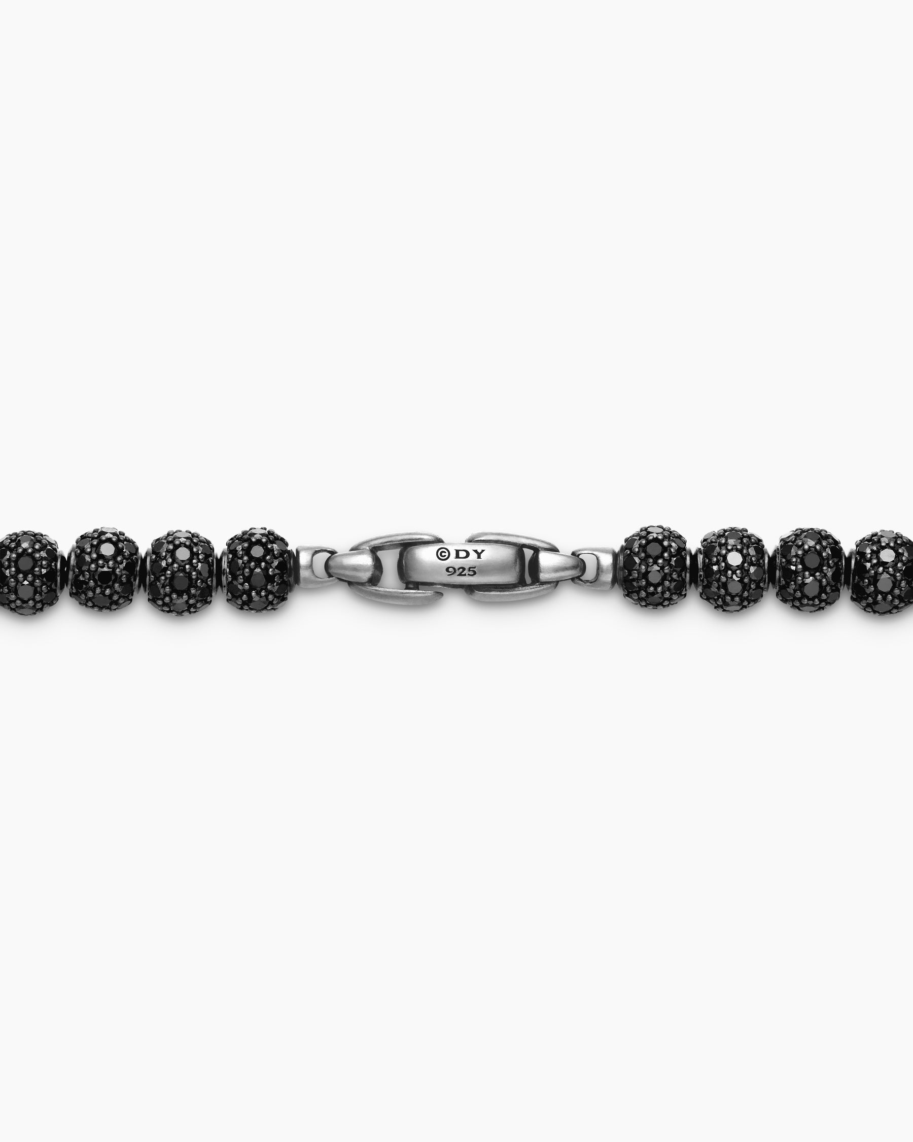 Spiritual Beads Necklace in Sterling Silver with Pavé Black Diamonds, 6mm