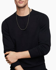 Spiritual Beads Necklace in Sterling Silver with Pavé Black Diamonds, 6mm