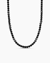 Spiritual Beads Necklace in Sterling Silver with Black Onyx and Pavé Black Diamonds, 6mm