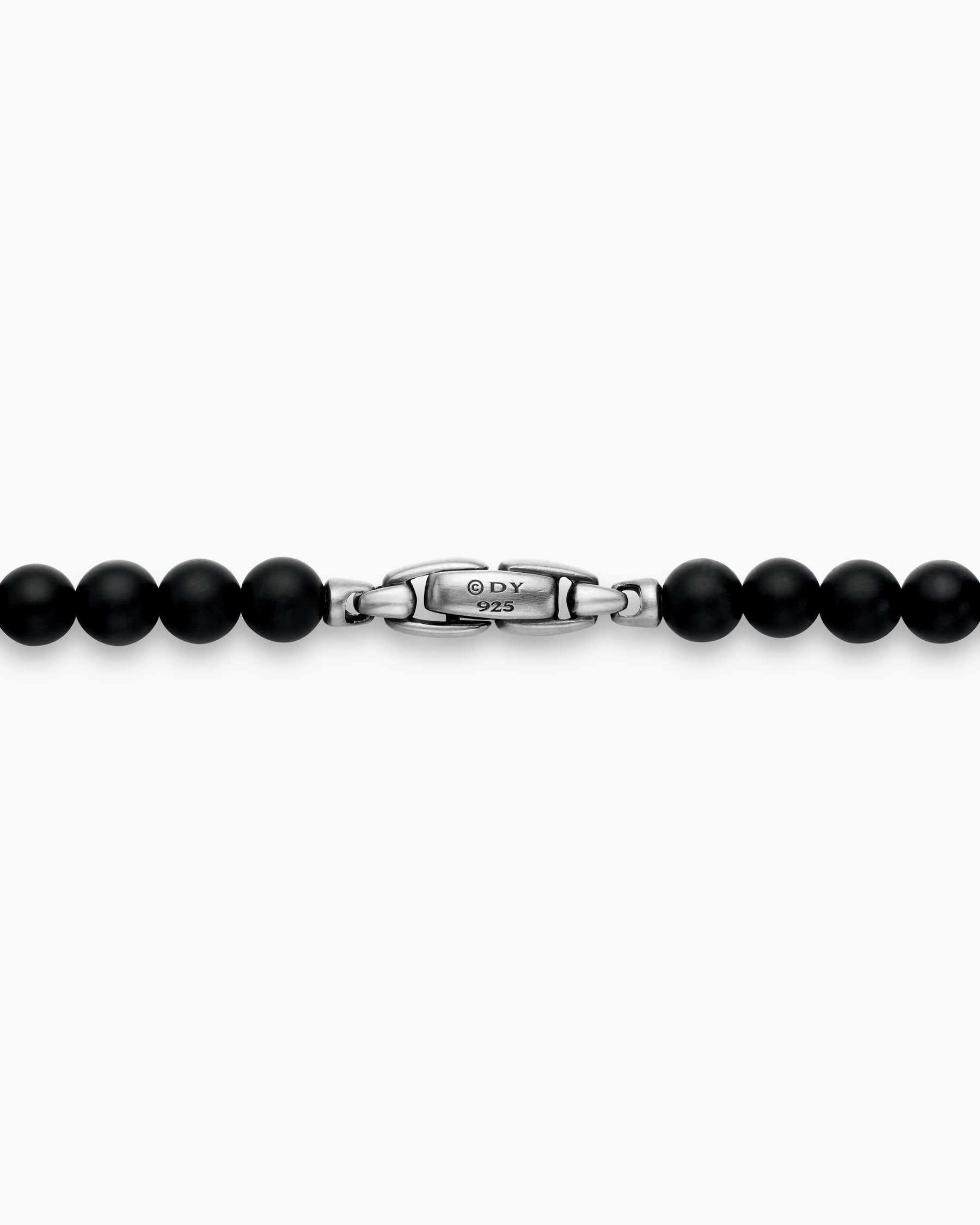 Spiritual Beads Necklace in Sterling Silver with Black Onyx and Pavé Diamonds, 6mm