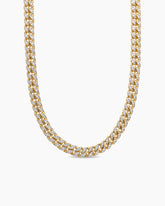 Curb Chain Necklace in 18K Yellow Gold with Diamonds, 11.5mm