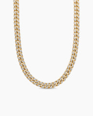 Curb Chain Necklace in 18K Yellow Gold with Diamonds, 11.5mm