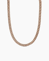 Curb Chain Necklace in 18K Rose Gold with Cognac Diamonds, 11.5mm