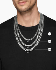 Curb Chain Necklace in 18K White Gold with Emeralds, 11.5mm