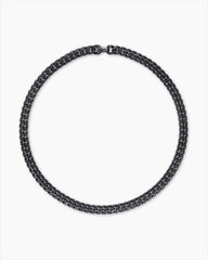 Curb Chain Necklace in Black Titanium with Black Diamonds, 11.5mm