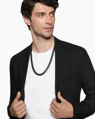 Curb Chain Necklace in Black Titanium with Black Diamonds, 11.5mm