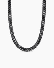 Curb Chain Necklace in Black Titanium with Black Diamonds, 11.5mm