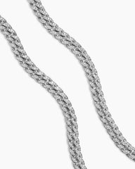 Curb Chain Necklace in Platinum with Diamonds, 11.5mm