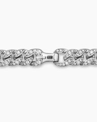 Curb Chain Necklace in Platinum with Diamonds, 11.5mm