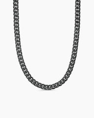 Curb Chain Necklace in Sterling Silver with Black Diamonds, 11.5mm