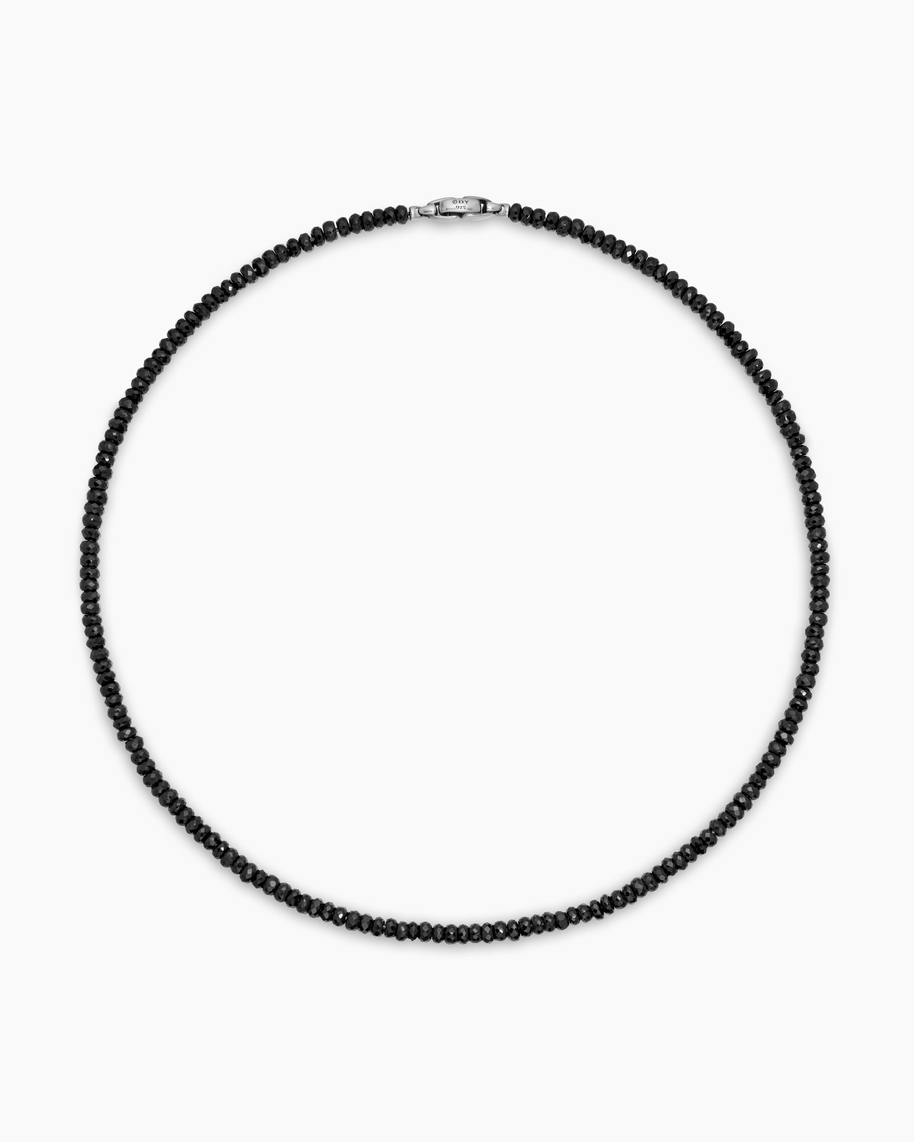 Spiritual Beads Necklace in Sterling Silver with Black Spinel, 5mm
