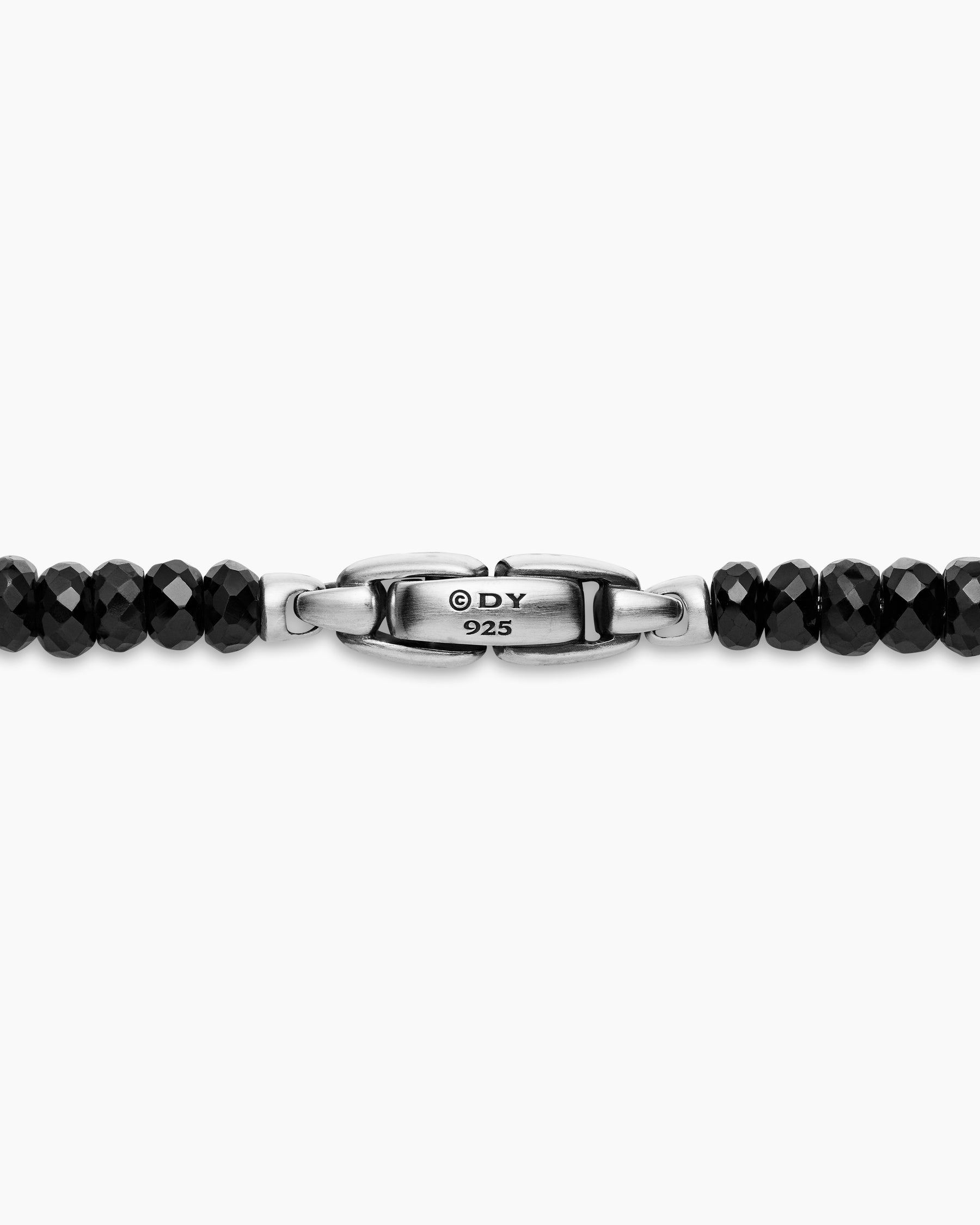 Spiritual Beads Necklace in Sterling Silver with Black Spinel, 5mm