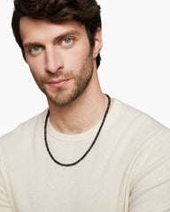 Spiritual Beads Necklace in Sterling Silver with Black Spinel, 5mm