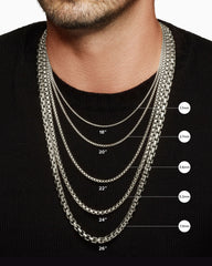 Smooth Amulet Box Chain Necklace in Sterling Silver, 2.7mm