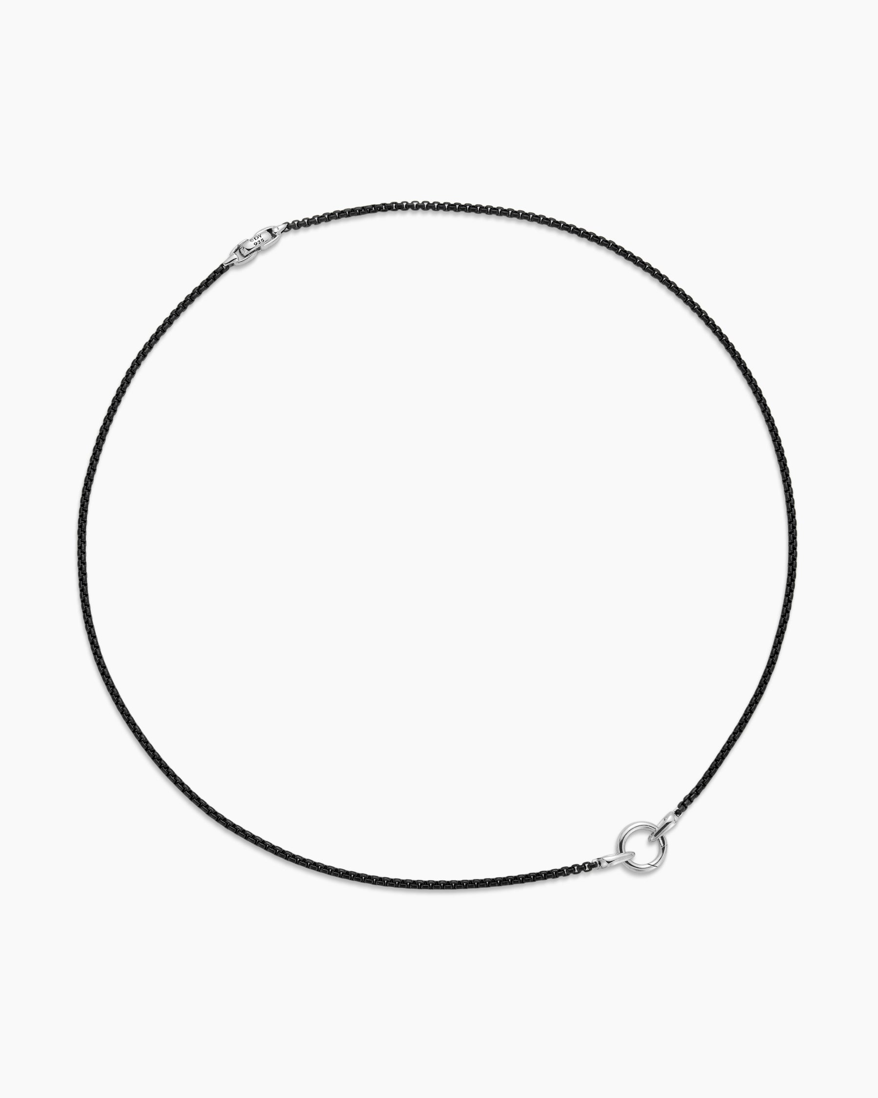 Smooth Amulet Box Chain Necklace in Darkened Stainless Steel, 2.7mm