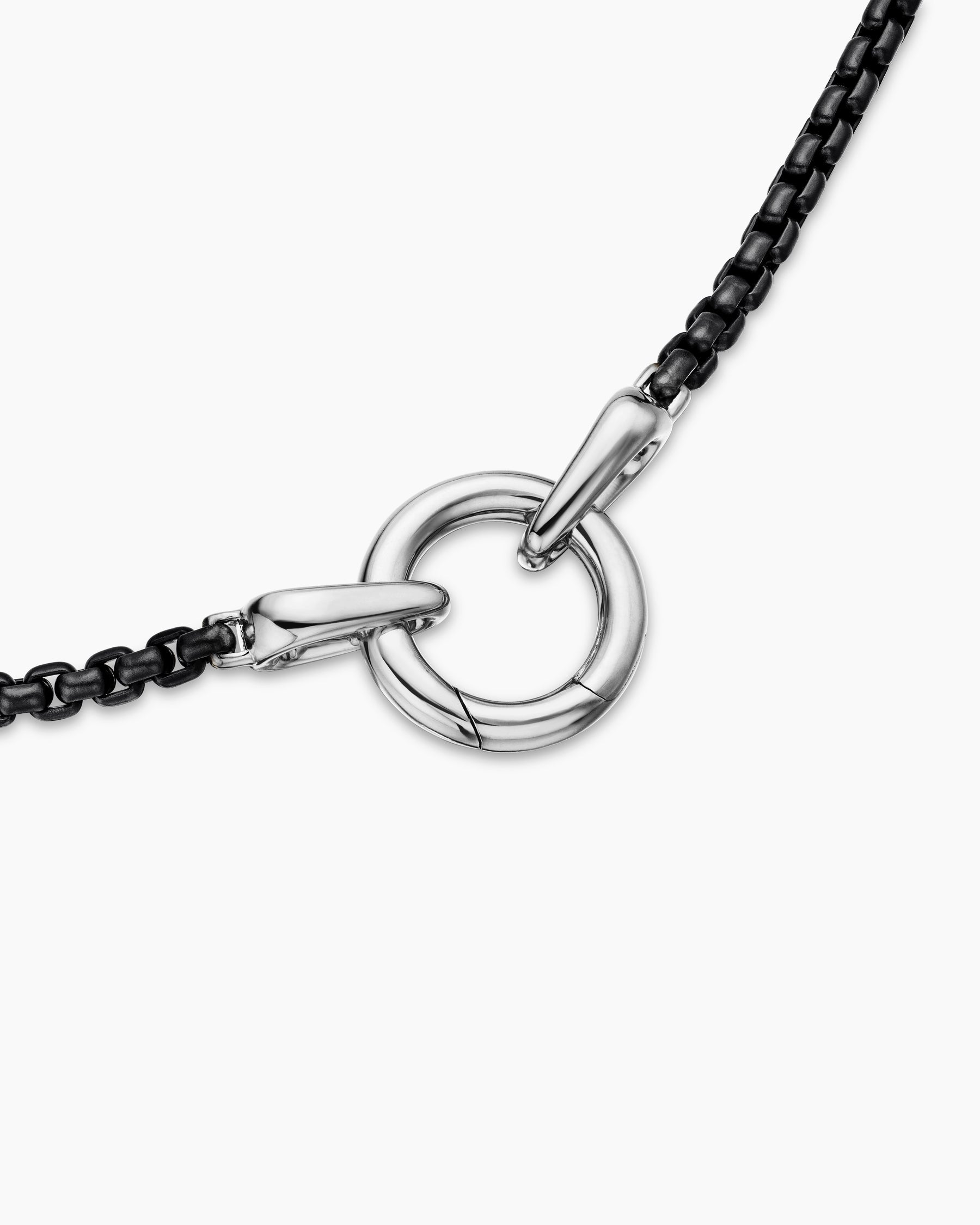 Smooth Amulet Box Chain Necklace in Darkened Stainless Steel, 2.7mm