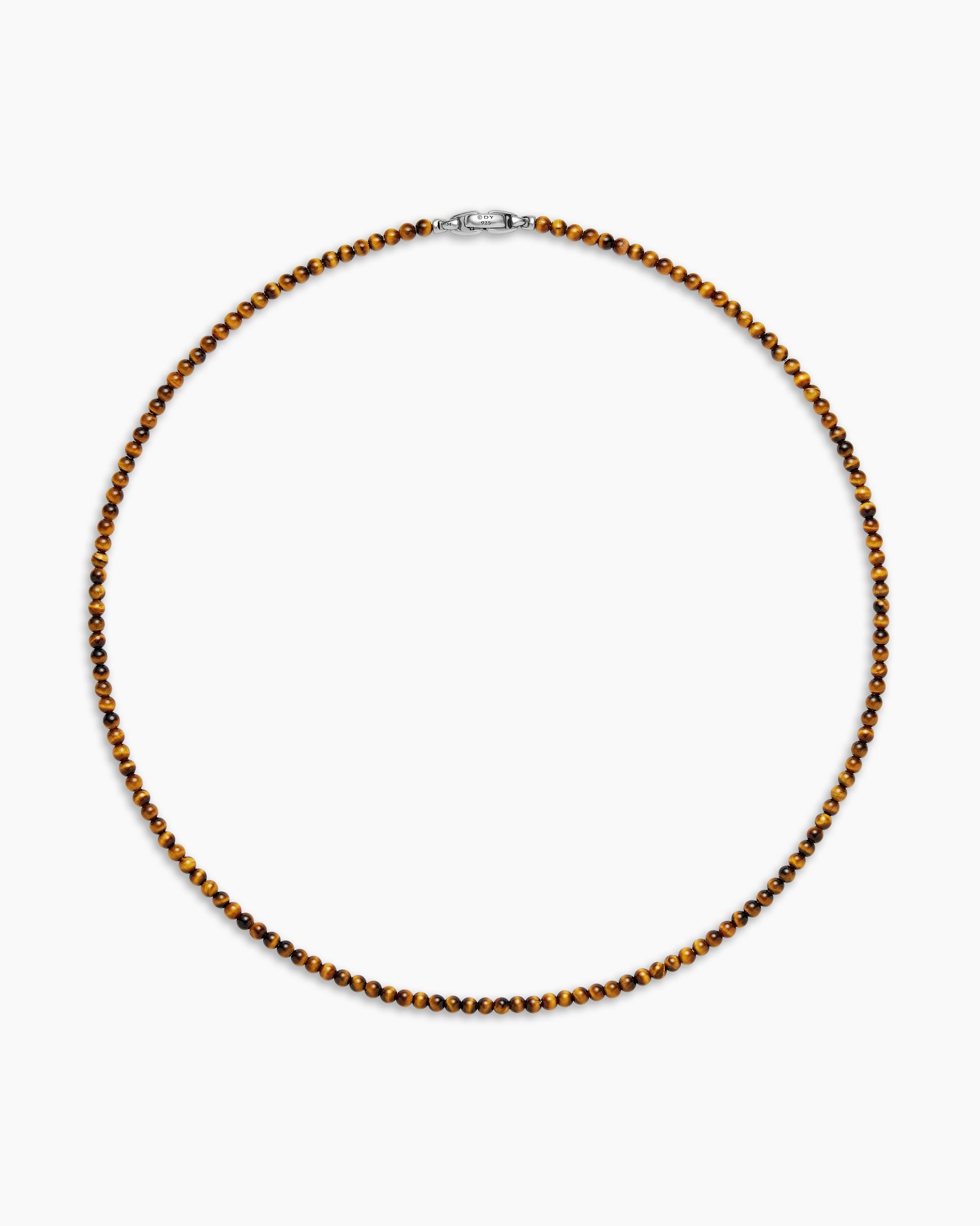 Spiritual Beads Necklace with Tiger’s Eye and Sterling Silver, 4mm