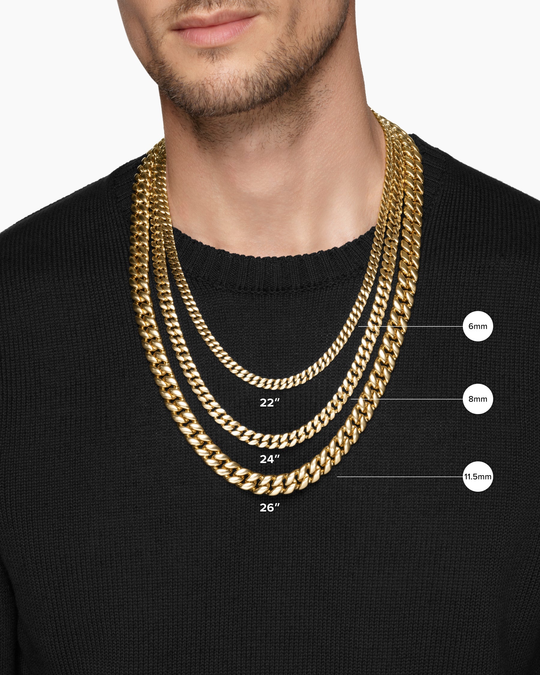 Curb Chain Necklace in 18K Yellow Gold, 8mm