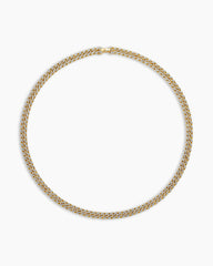 Curb Chain Necklace in 18K Yellow Gold with Diamonds, 8mm