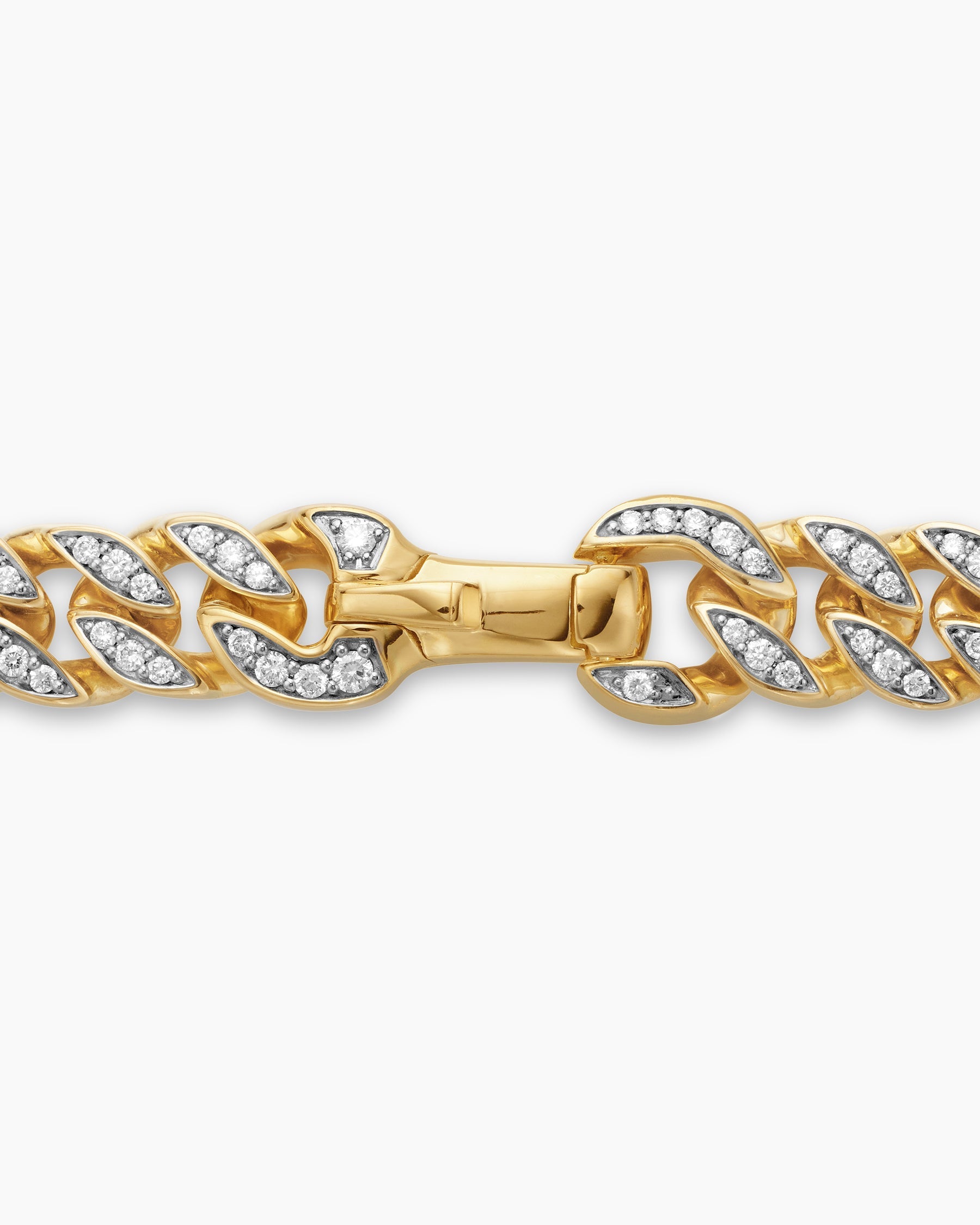 Curb Chain Necklace in 18K Yellow Gold with Diamonds, 8mm